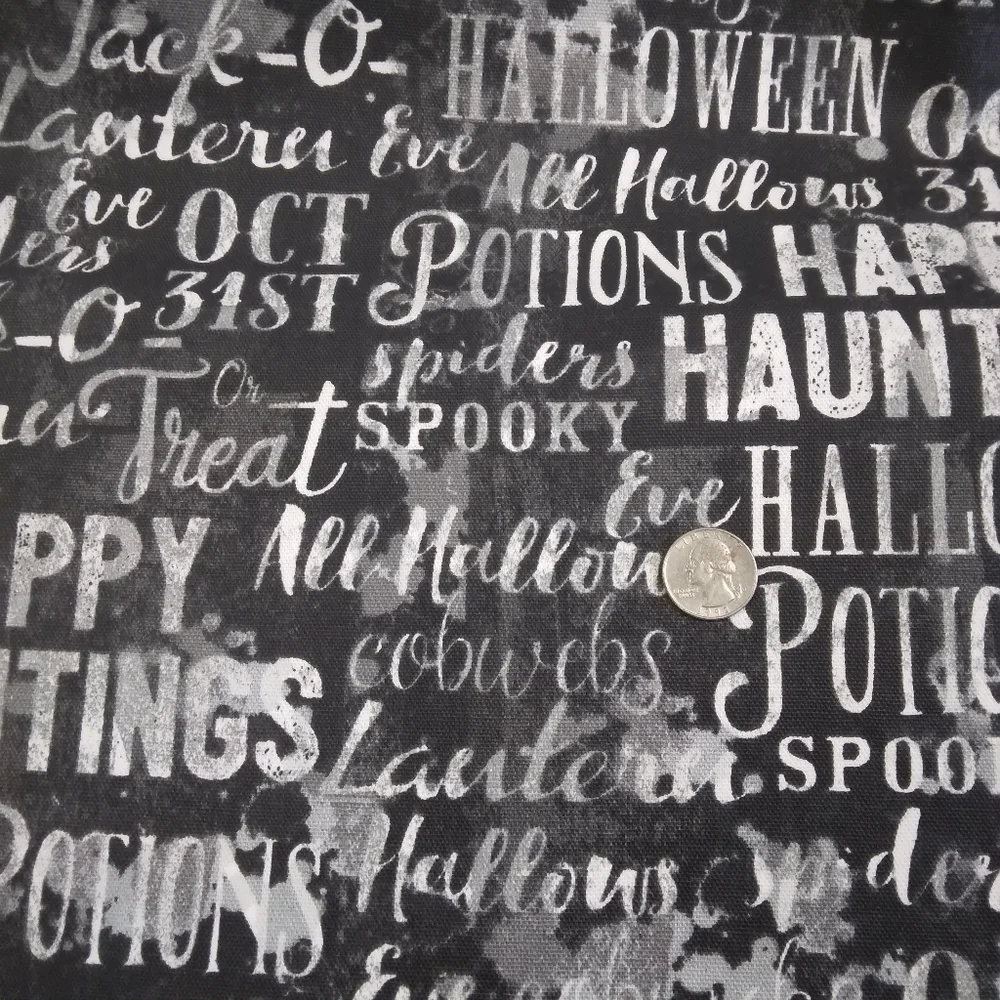 FABRIC Cotton Canvas Happy Hauntings Script, 100% Cotton 4 Yards